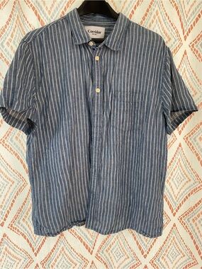 Corridor Men's Blue Striped Short-Sleeve Shirt